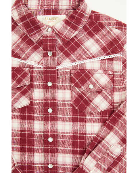 Image #2 - Shyanne Toddler Girls' Holiday Plaid Long Sleeve Pearl Snap Shirt, Burgundy, hi-res