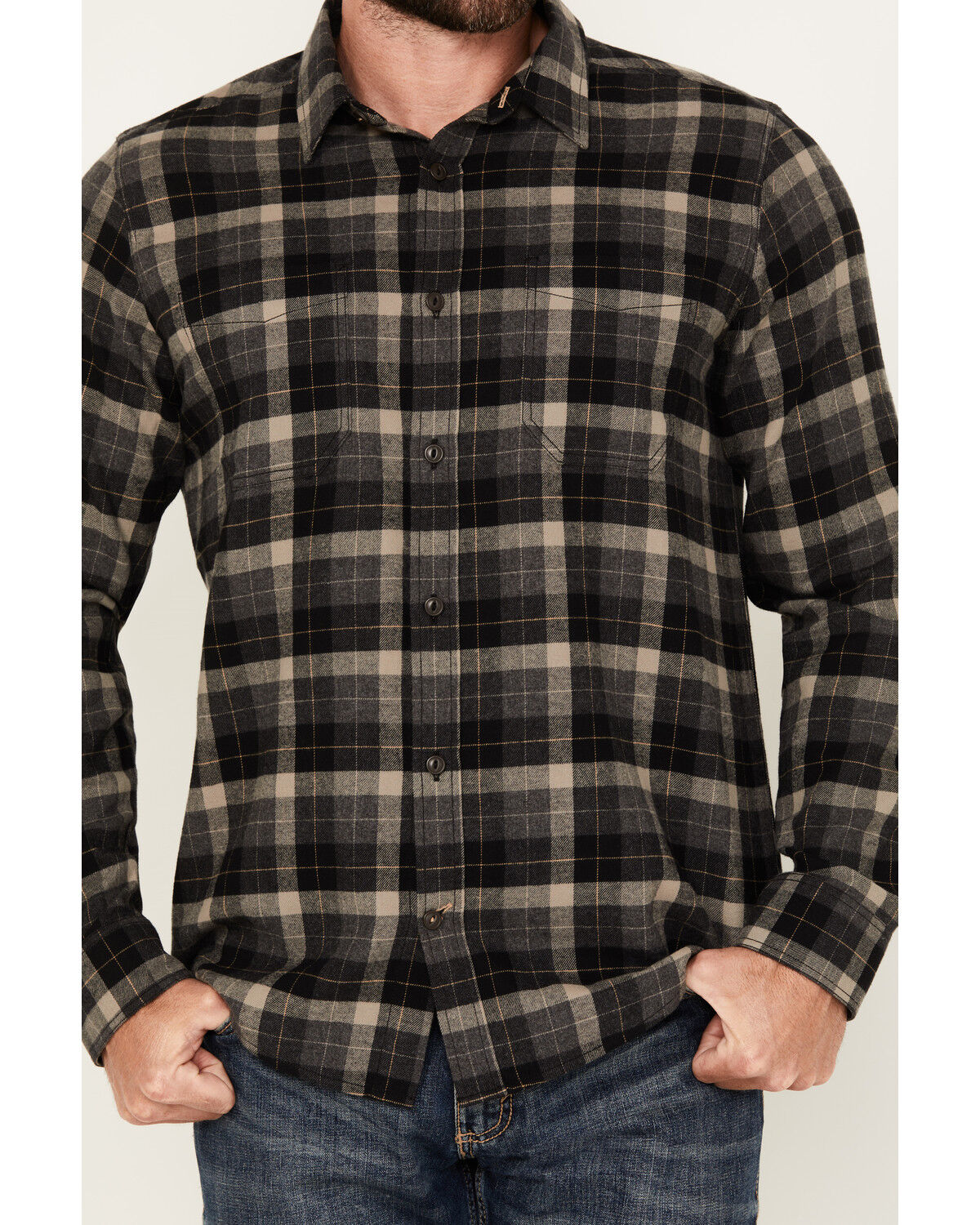 Image #3 - Brothers and Sons Men's Swede Plaid Print Long Sleeve Button-Down Western Shirt, Black, hi-res