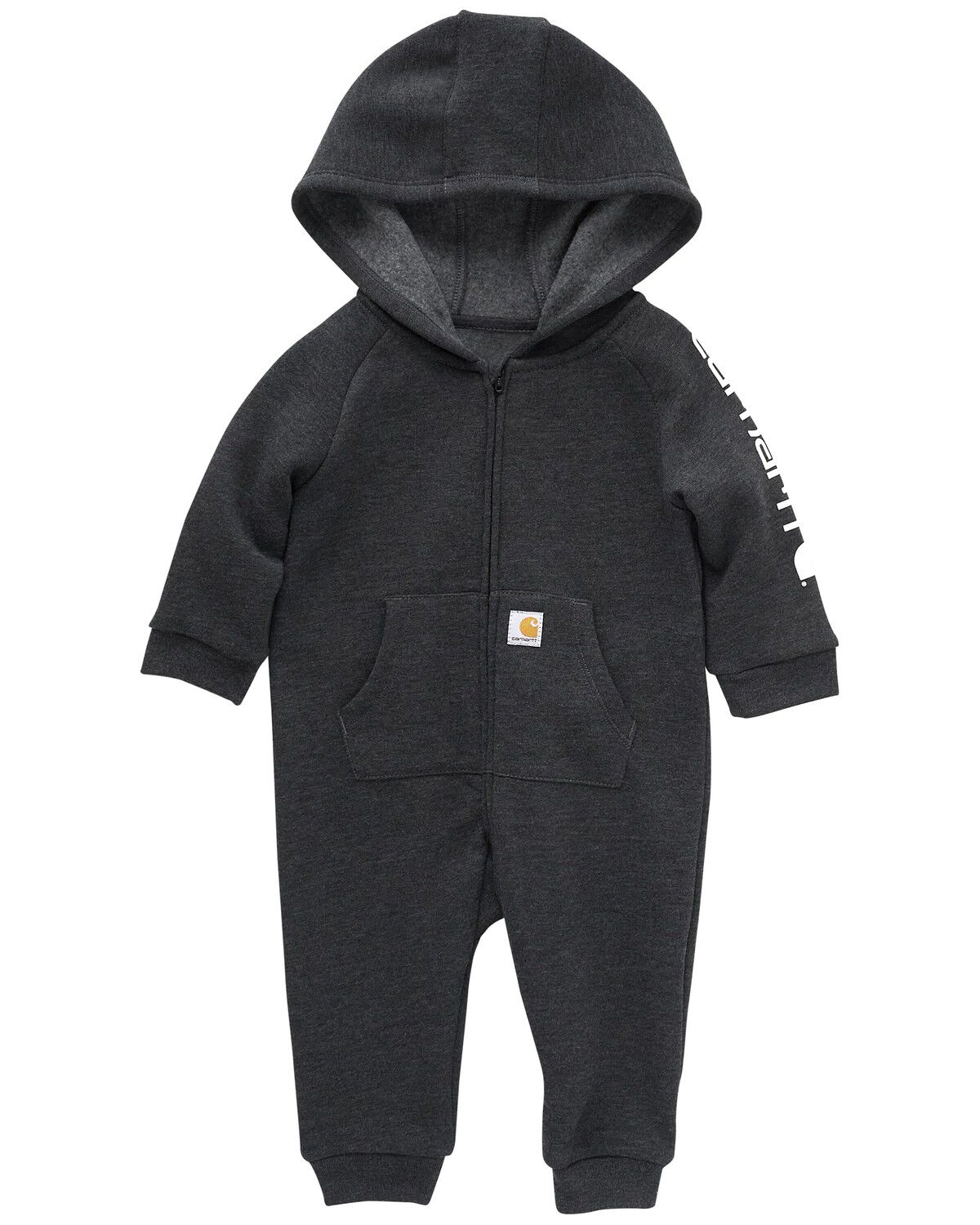 Carhartt Infant Boys' Logo Print Long Sleeve Hooded Zip-Up Onesie, Black, hi-res