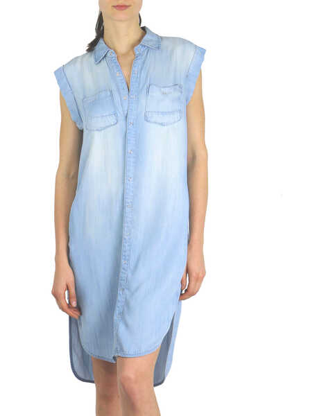 Tractr Blu Women's High-Low Shirt Dress , Indigo, hi-res