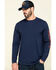 Image #1 - Hawx Men's Navy Sleeve Logo Long Sleeve Work T-Shirt - Tall, Navy, hi-res