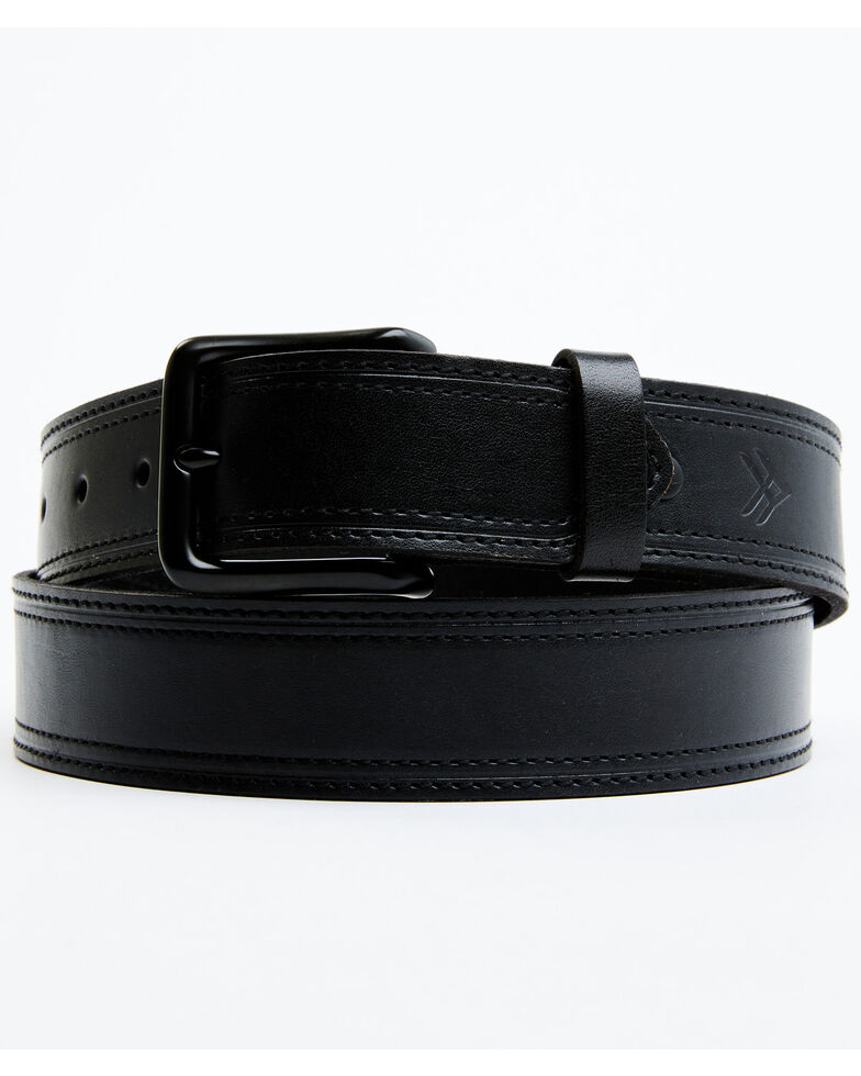 Hawx Men's Solid Smooth Leather Belt, Black, hi-res