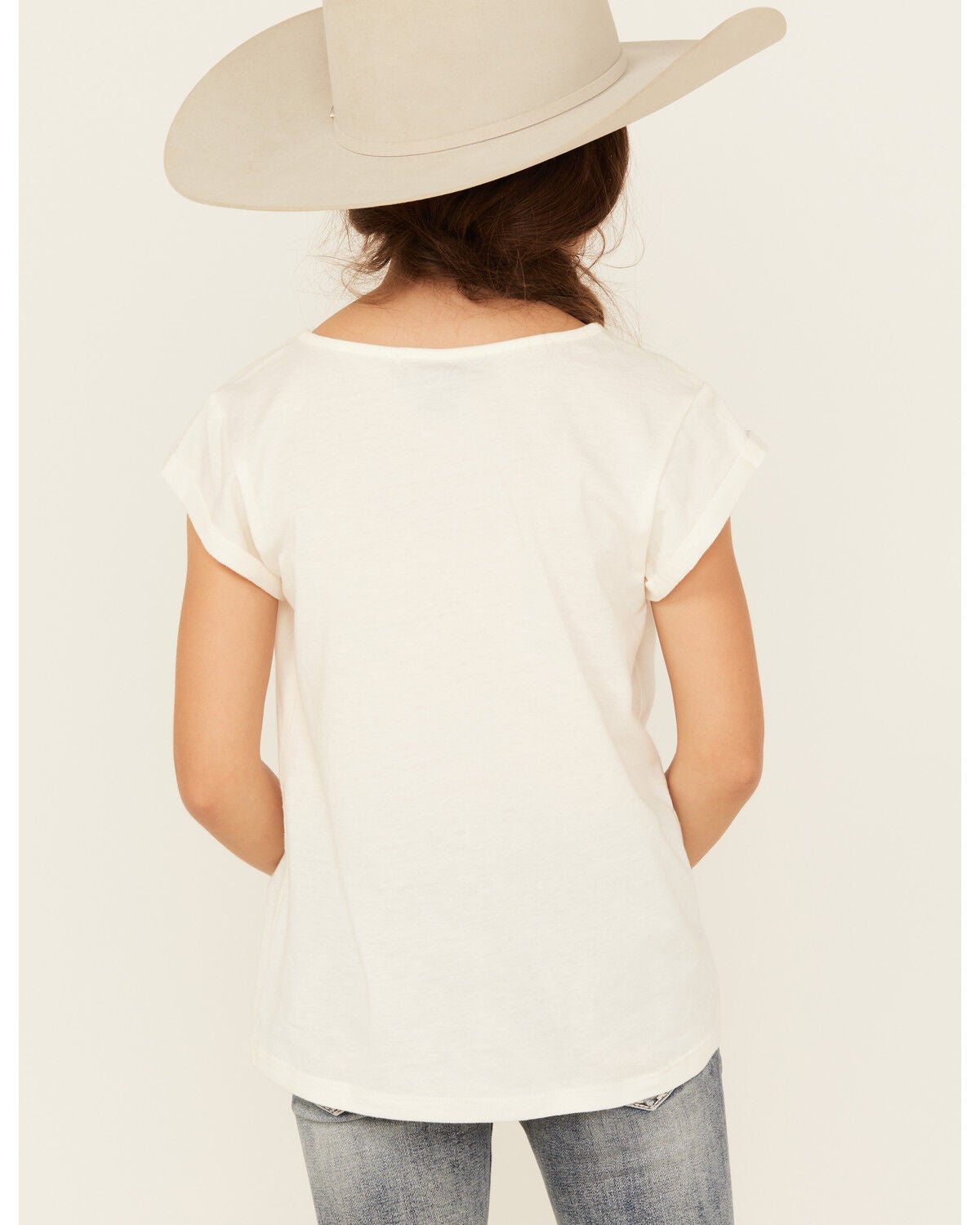 Image #4 - Panhandle Girls' Yeehaw Americana Short Sleeve Graphic Tee, Natural, hi-res