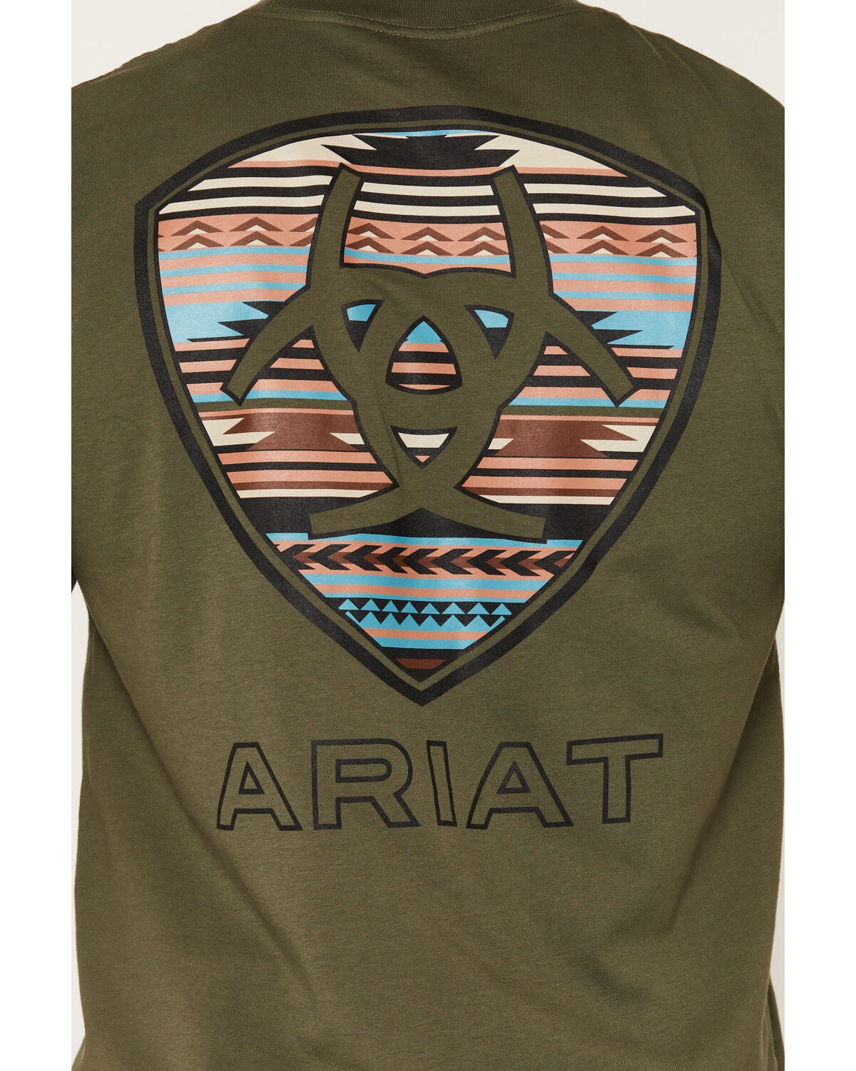 Image #4 - Ariat Men's Serape Shield Short Sleeve Graphic T-Shirt, Olive, hi-res