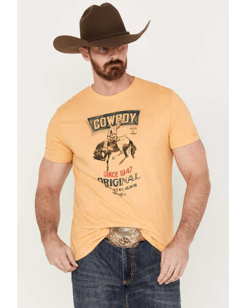 Wrangler Men's Cowboy Seed Bag Short Sleeve Graphic T-Shirt, Yellow, hi-res