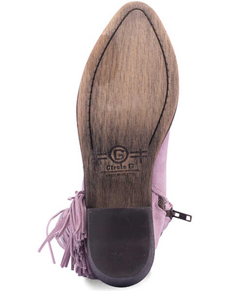 Image #5 - Circle G Women's Studded Suede Fringe Ankle Boots - Round Toe , Light Purple, hi-res