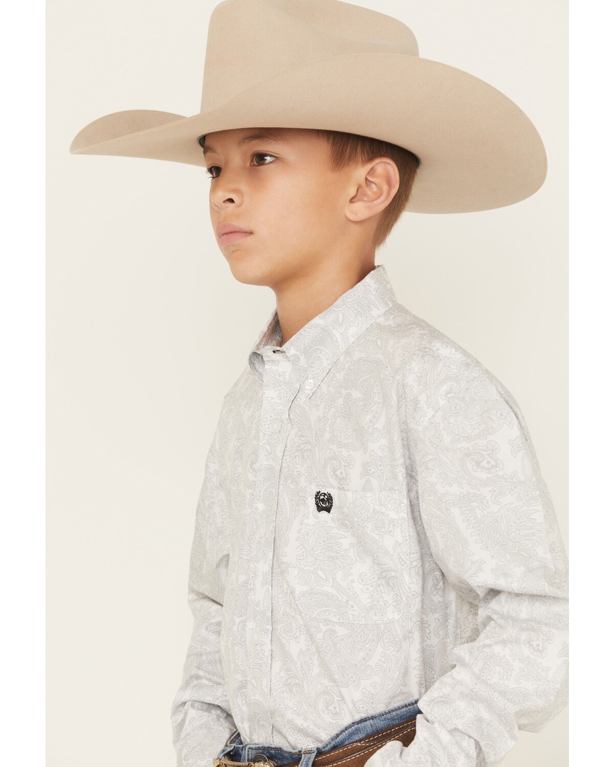 Image #2 - Cinch Boys' Paisley Print Long Sleeve Button-Down Western Shirt, White, hi-res