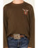 Image #3 - Cowboy Hardware Boys' Embroidered Flag Skull Long Sleeve Premium T-Shirt , Hunter Green, hi-res
