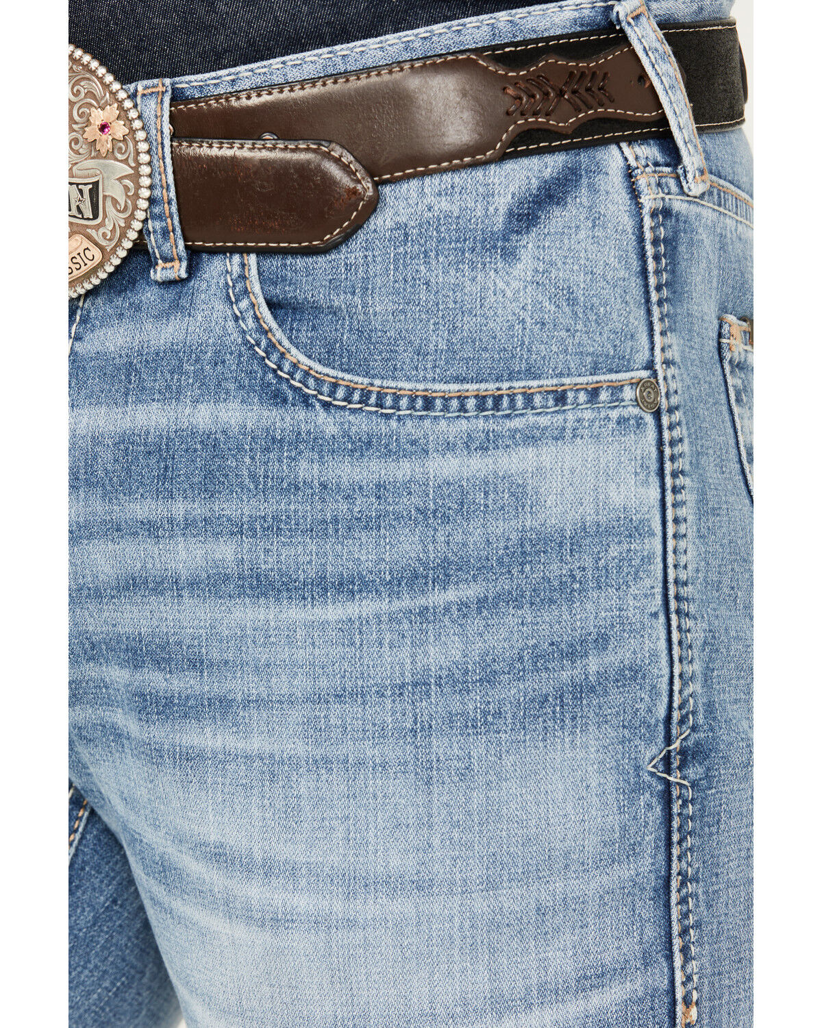 Image #2 - Ariat Men's M5 Hartley Waco Light Wash Straight Rigid Jeans, Light Wash, hi-res