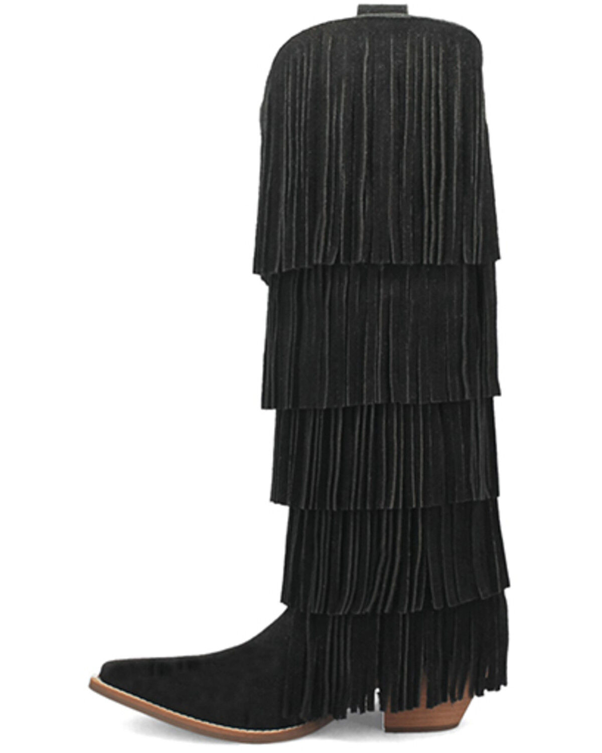 Image #3 - Dingo Women's Wild Child Suede Fringe Tall Western Boots - Snip Toe, Black, hi-res