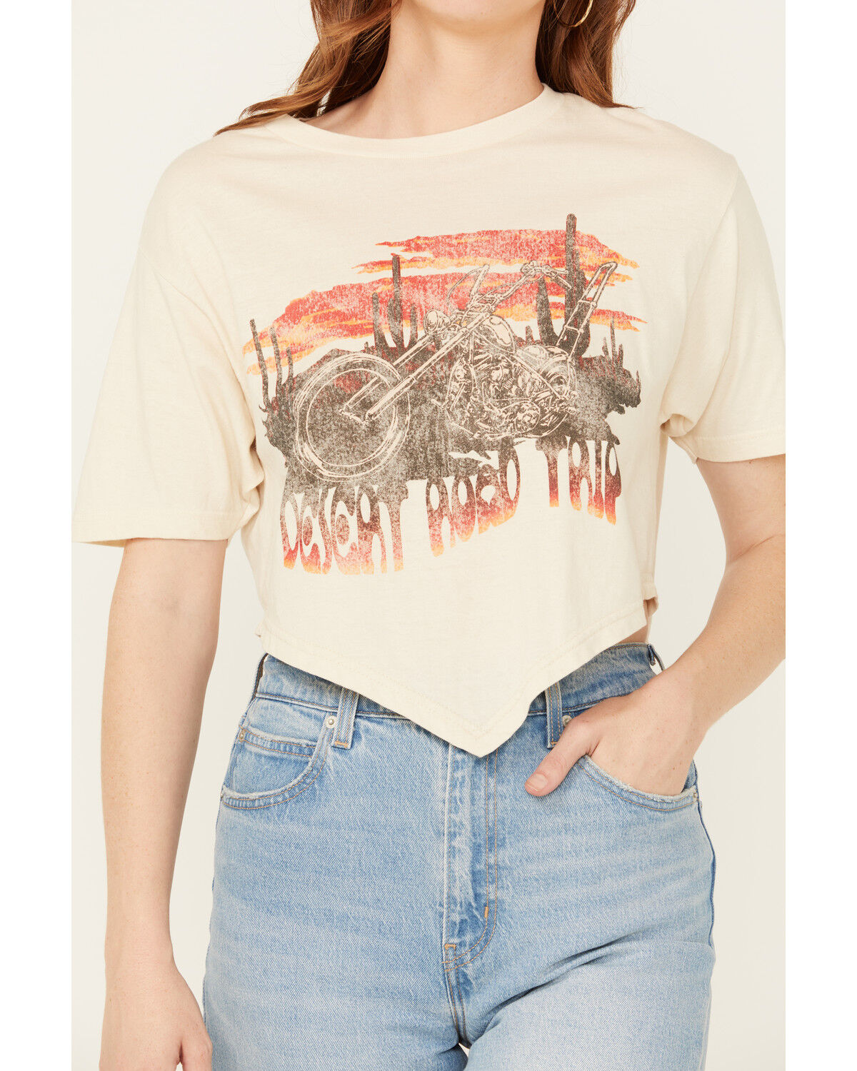 Image #3 - American Highway Women's Desert Road Trip Hanky Hem Short Sleeve Graphic Tee, Cream, hi-res