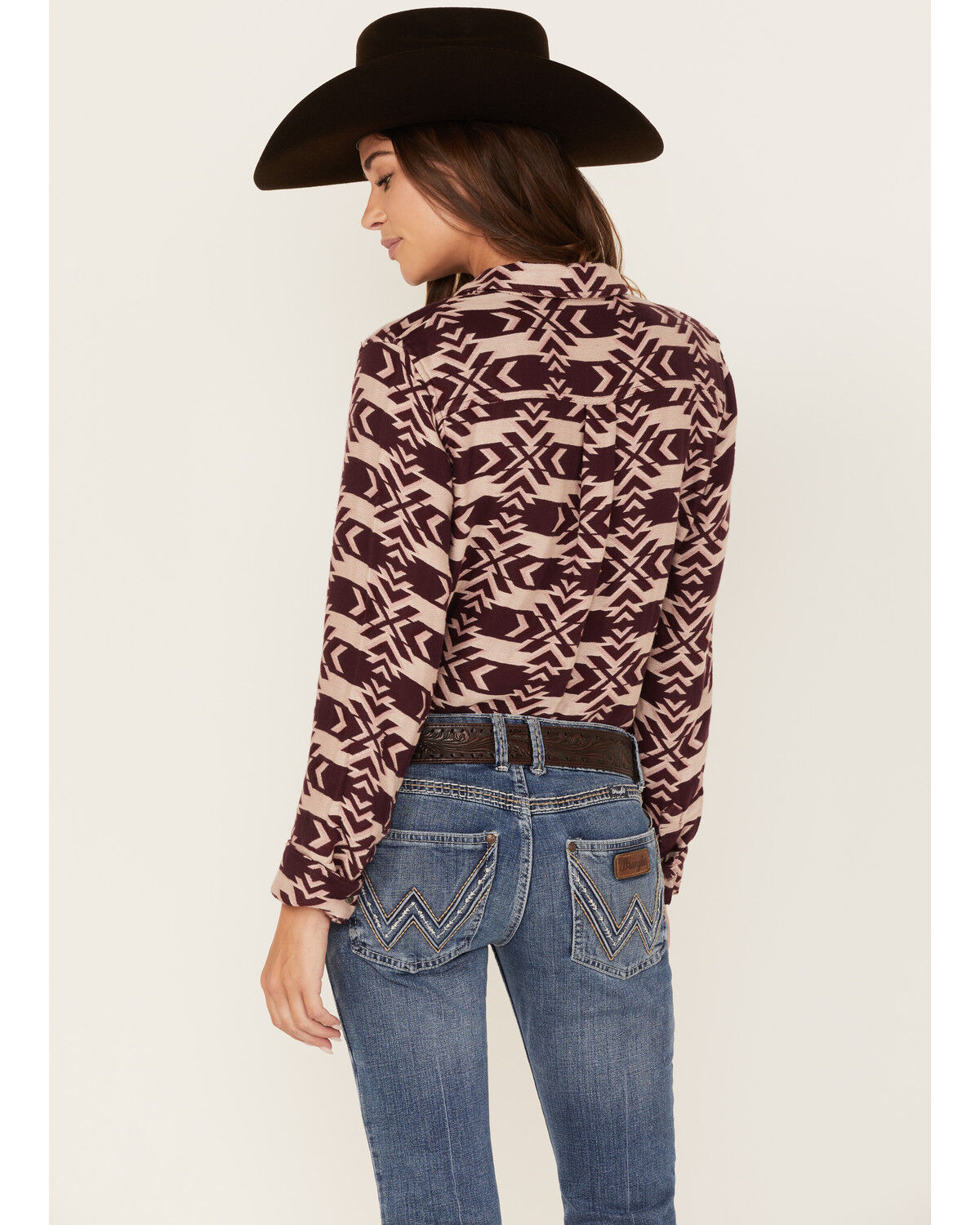 Image #4 - Ariat Women's Billie Jean Southwestern Jacquard Print Long Sleeve Button-Down Shirt, Purple, hi-res
