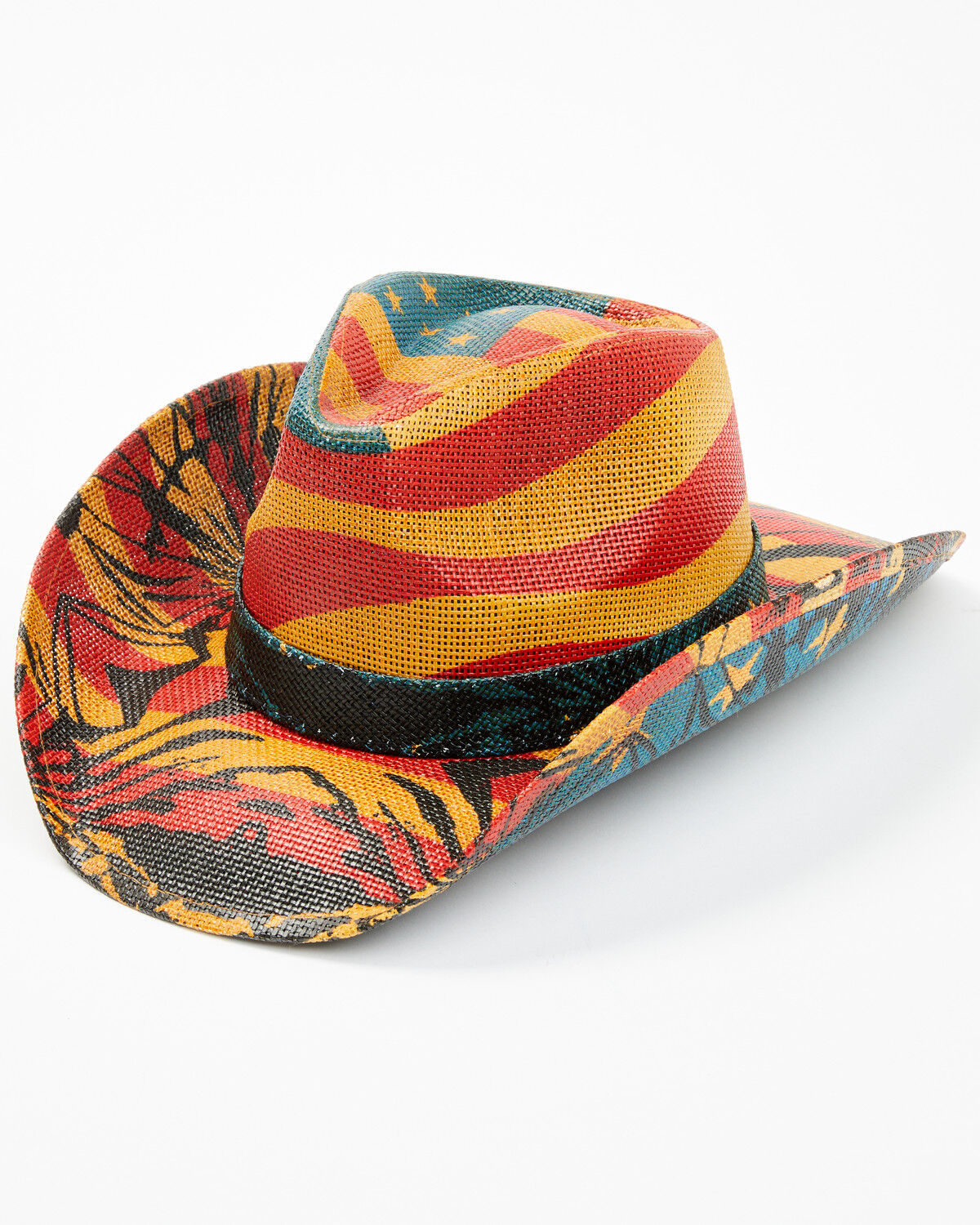 Image #1 - Cody James Men's 13 Stripes Straw Cowboy Hat, Red/white/blue, hi-res