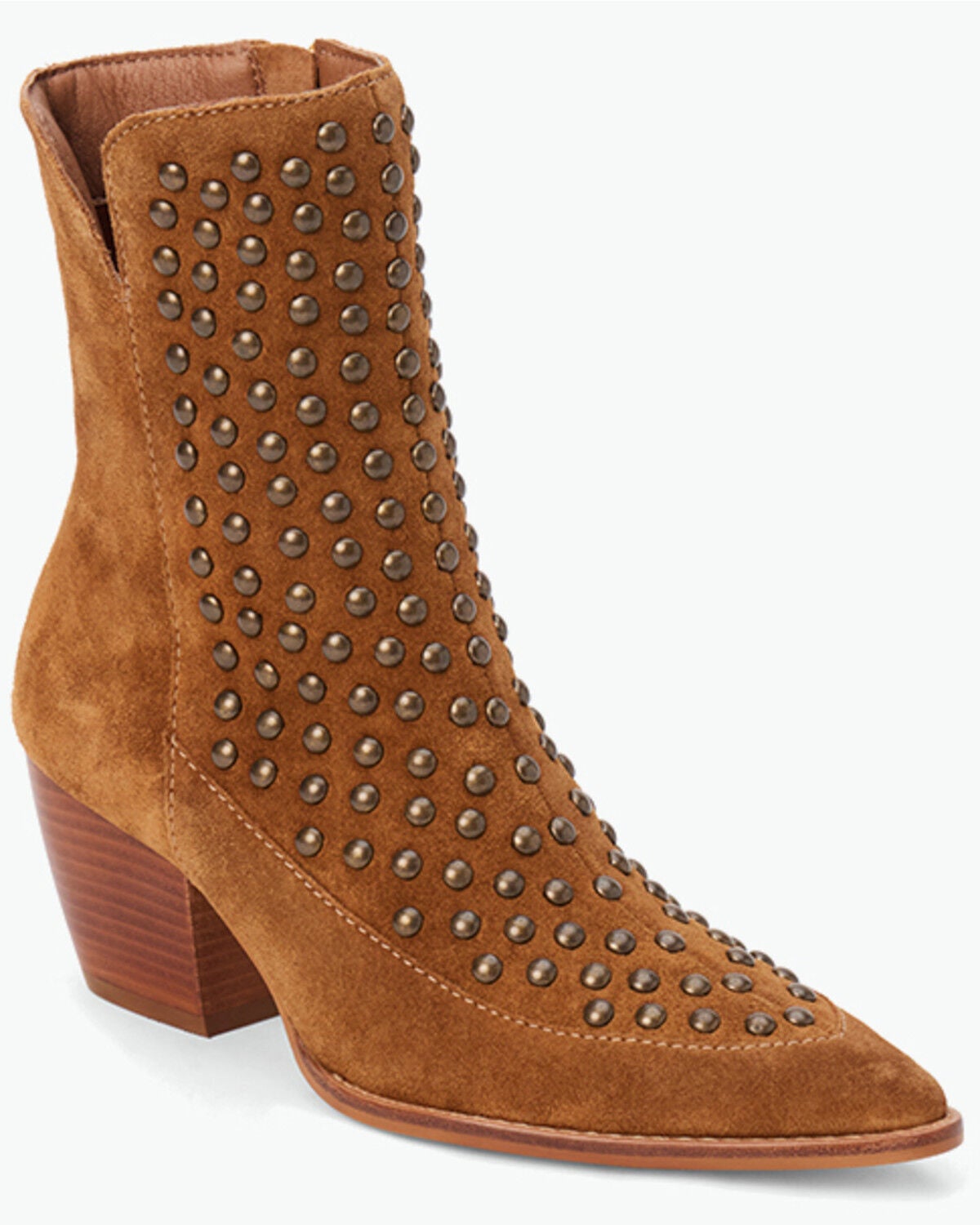 Image #1 - Matisse Women's Margaret Studded Suede Booties - Round Toe, Brown, hi-res