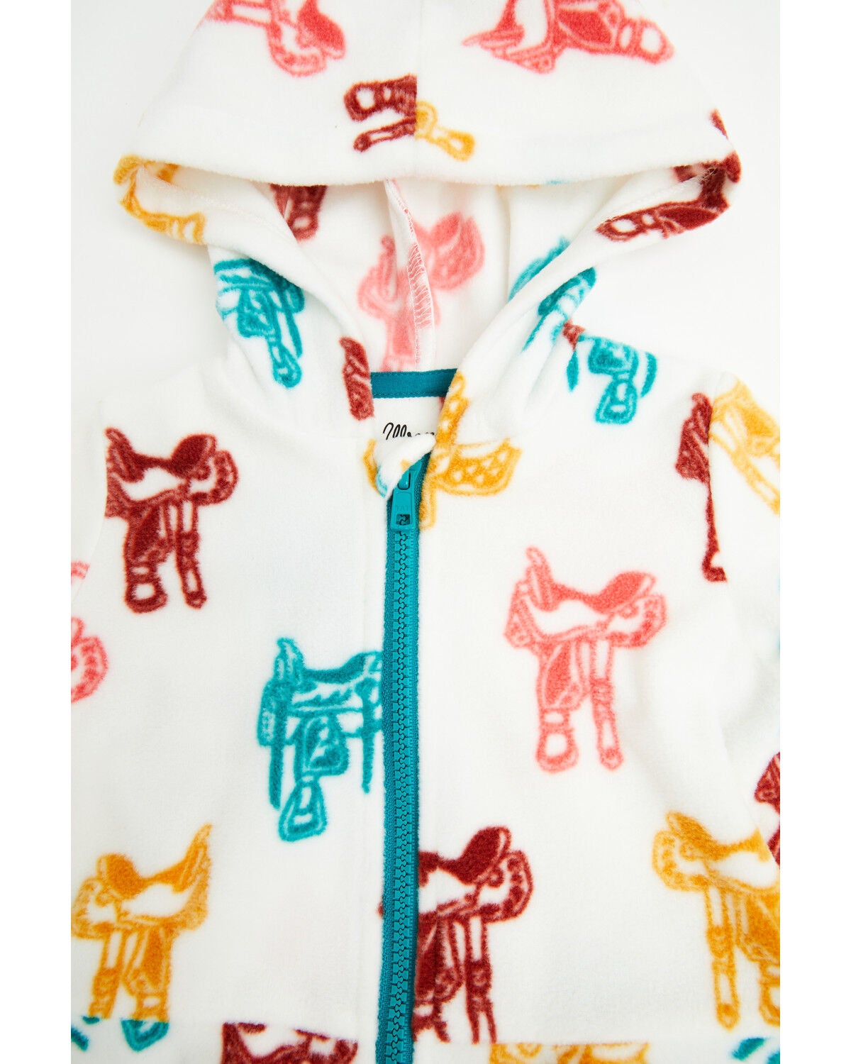 Image #2 - Wrangler Infant Girls' Saddle Print Fleece Zip-Up Hooded Jacket, White, hi-res