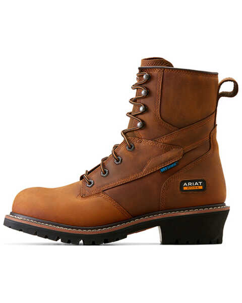 Image #2 - Ariat Men's 8" Logger Shock Shield Waterproof Work Boots - Soft Toe , Brown, hi-res