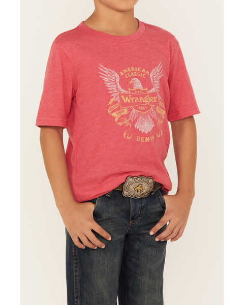 Image #3 - Wrangler Boys' Eagle Short Sleeve Graphic Tee, Red, hi-res