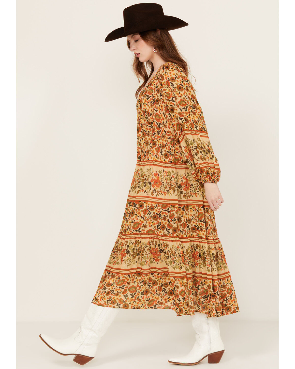 Image #2 - Spell Women's Impala Floral Midi Dress, Gold, hi-res