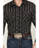 Image #3 - Rock & Roll Denim Men's Geo Print Striped Long Sleeve Western Snap Shirt, Black, hi-res