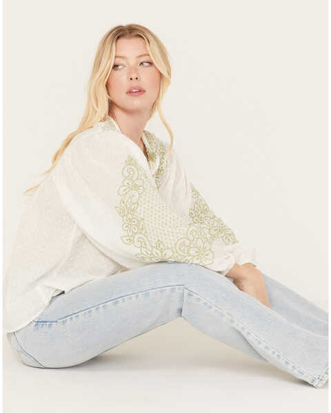Image #1 - Cleo + Wolf Women's Embroidered Long Sleeve Blouse, White, hi-res
