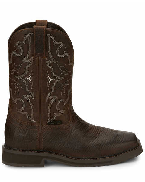 Image #2 - Justin Men's Amarillo Cactus Western Work Boots - Steel Toe, Brown, hi-res