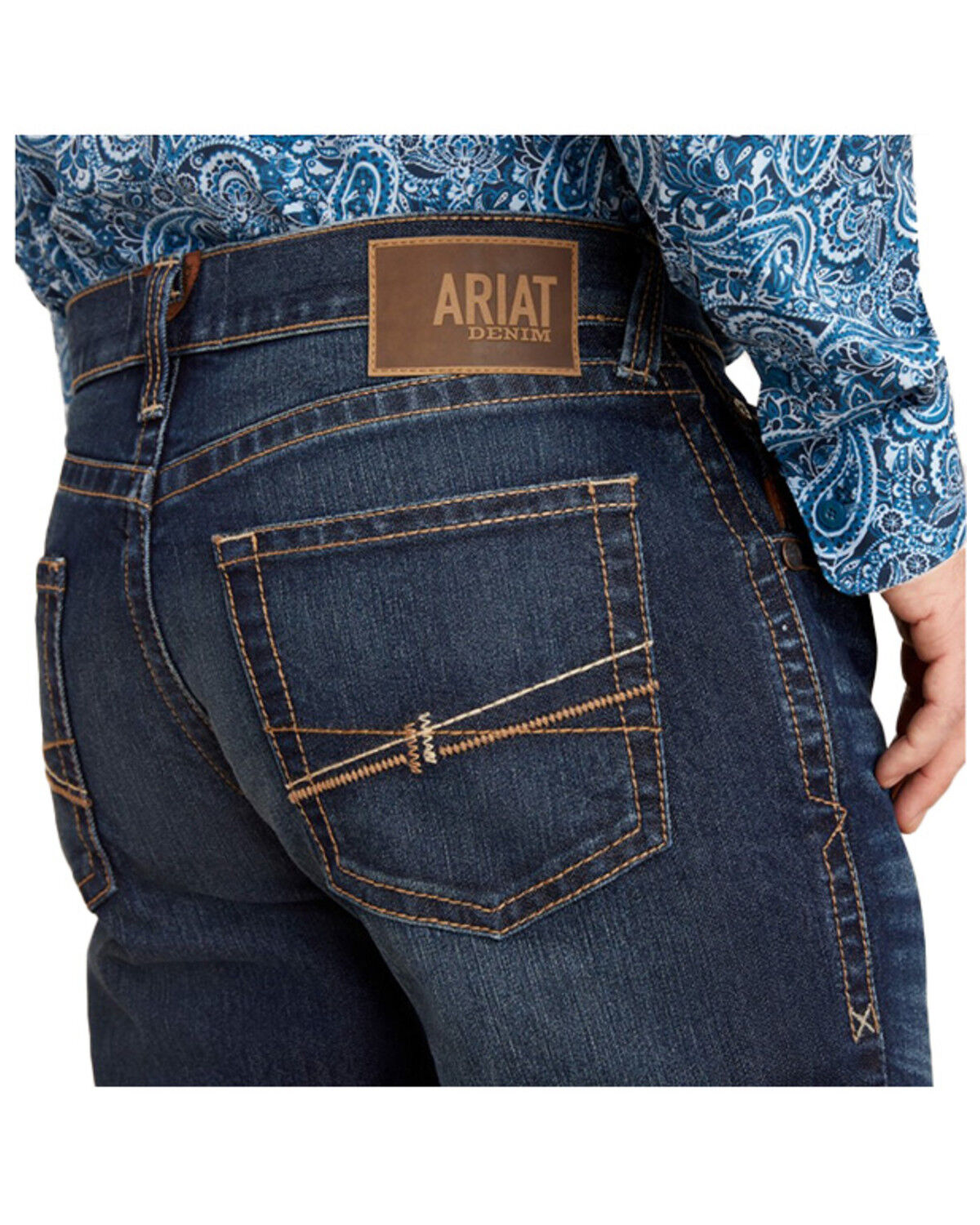 Image #3 - Ariat Men's M5 Dennis Dark Wash Stretch Straight Jeans, Dark Wash, hi-res