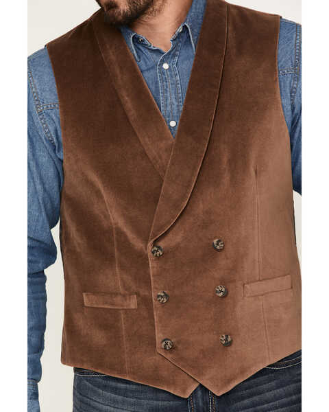 Image #3 - Cody James Men's Amarillo Double-Breasted Velvet Vest, Brown, hi-res