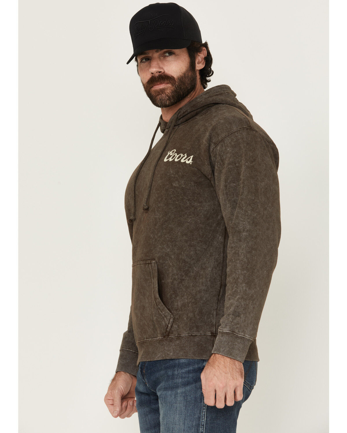 Image #3 - Coors Men's Boot Barn Exclusive Desert Riders Logo Hooded Sweatshirt, Chocolate, hi-res