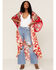 Band of the Free Women's From Paris With Love Floral Print Kimono, Red, hi-res
