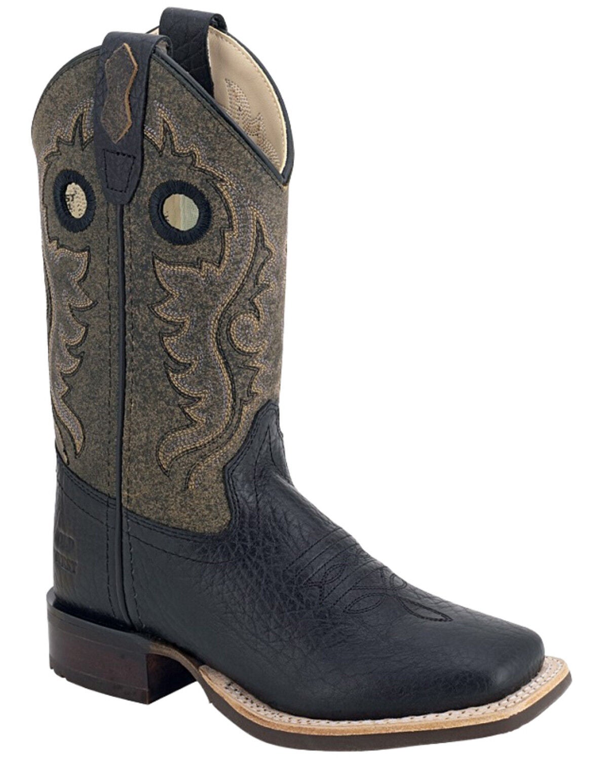 Image #1 - Old West Boys' Western Boots - Broad Square Toe, Black, hi-res