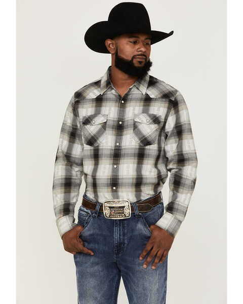 Flag & Anthem Men's Desert Son Gilbert Vintage Large Plaid Print Long Sleeve Snap Western Shirt , Black, hi-res