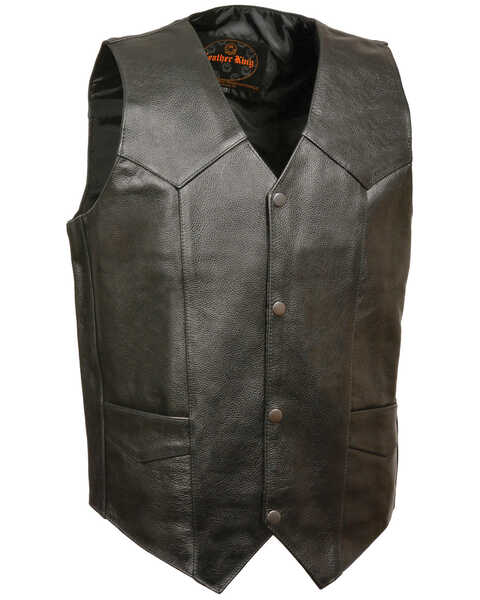Milwaukee Leather Men's Snap Front Biker Vest - Extra Big, Black, hi-res