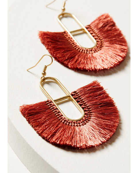Image #2 - Shyanne Women's Golden Hour Red Fringe Earrings , Gold, hi-res