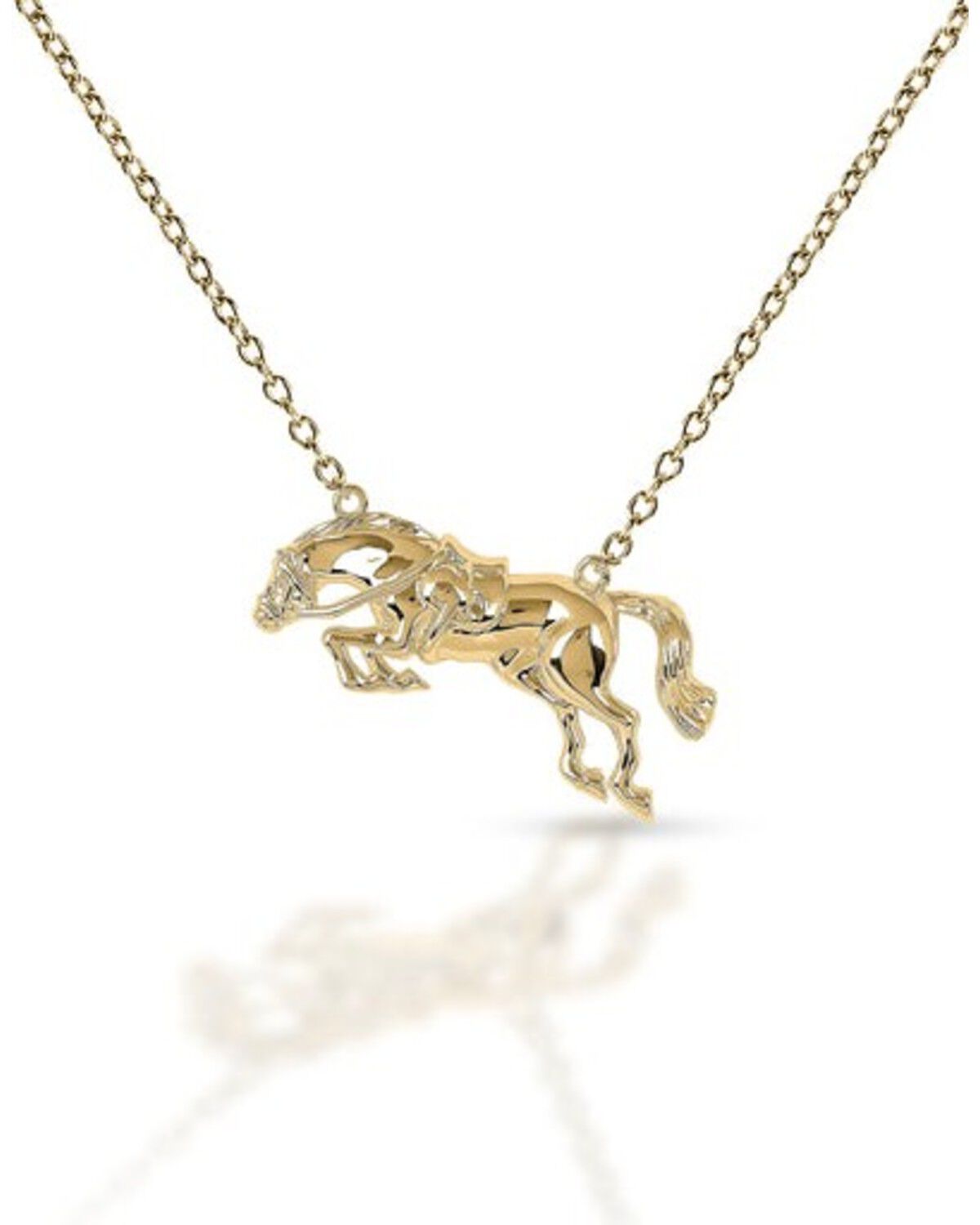 Equestrian Jewelry by Kelly Herd Women's Jumping Horse Necklace, Gold, hi-res