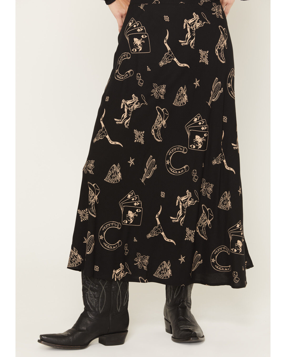 Image #3 - Idyllwind Women's Lutie Conversational Print Midi Skirt, Black, hi-res