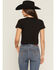 Image #4 - Coors Women's Logo Cattle Rhinestone Short Sleeve Cropped Graphic Tee, Black, hi-res