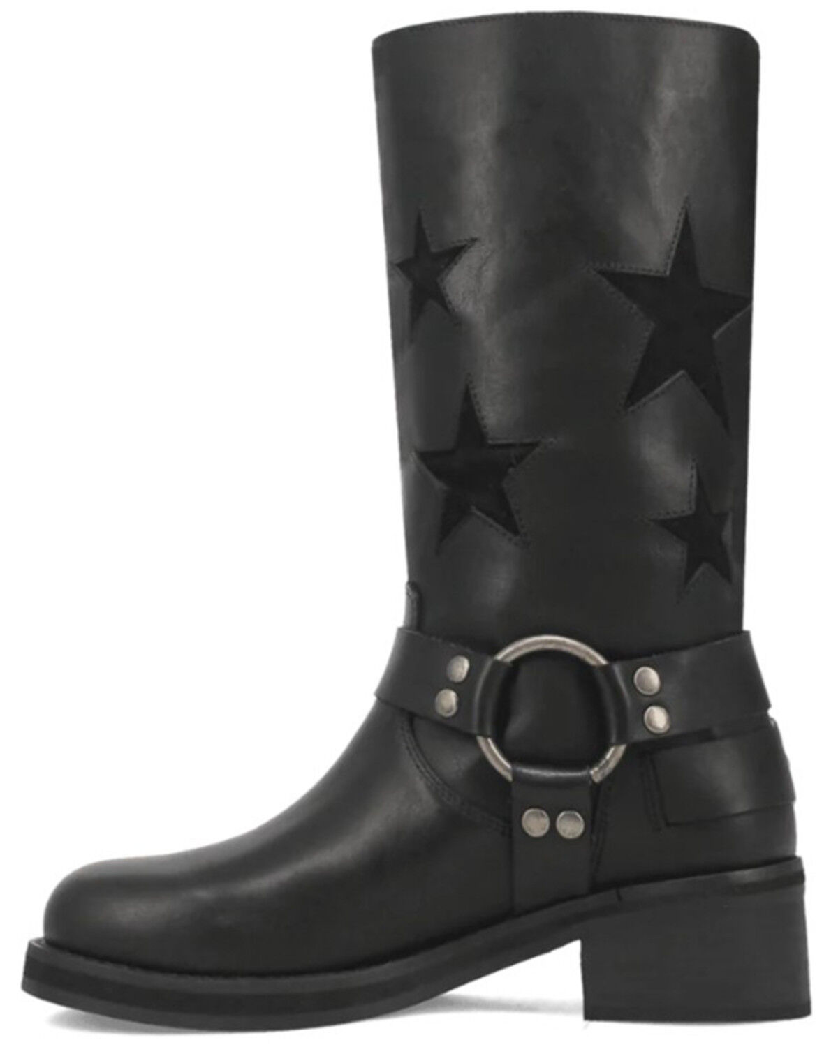 Image #3 - Dingo Women's Blacklist Star Inlay Harness Boots - Round Toe, Black, hi-res