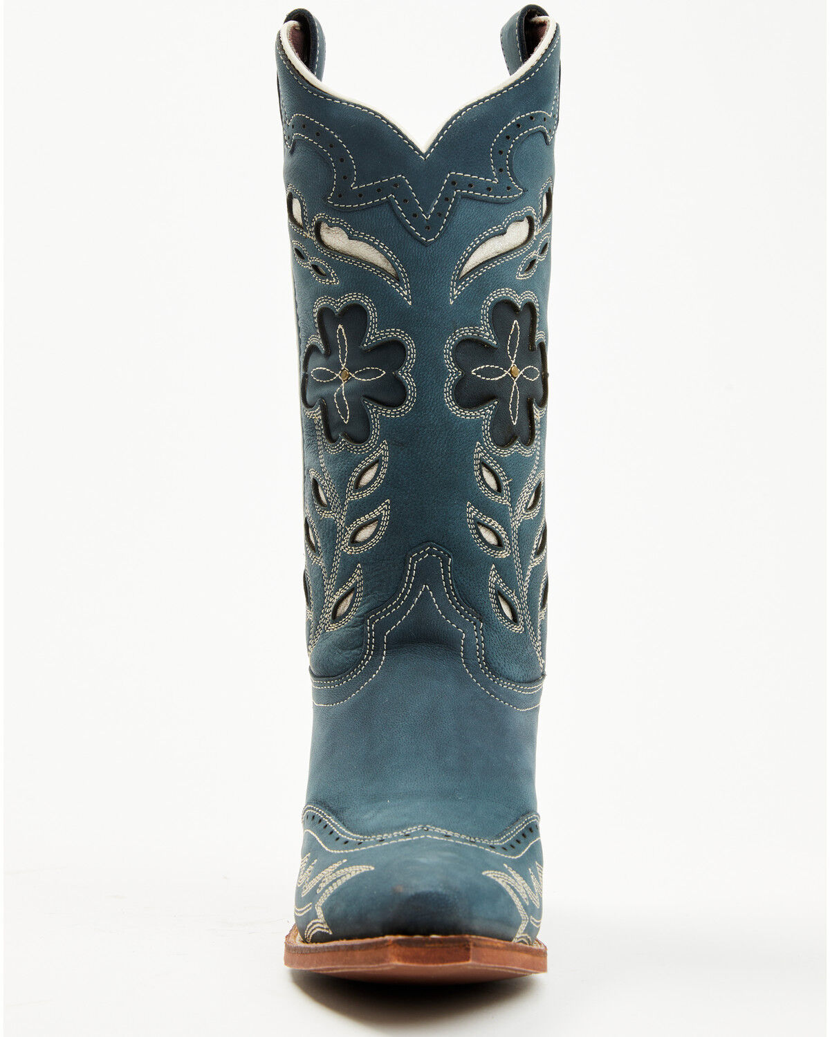 Image #4 - Laredo Women's Floral Underlay Western Boots - Snip Toe, Dark Blue, hi-res
