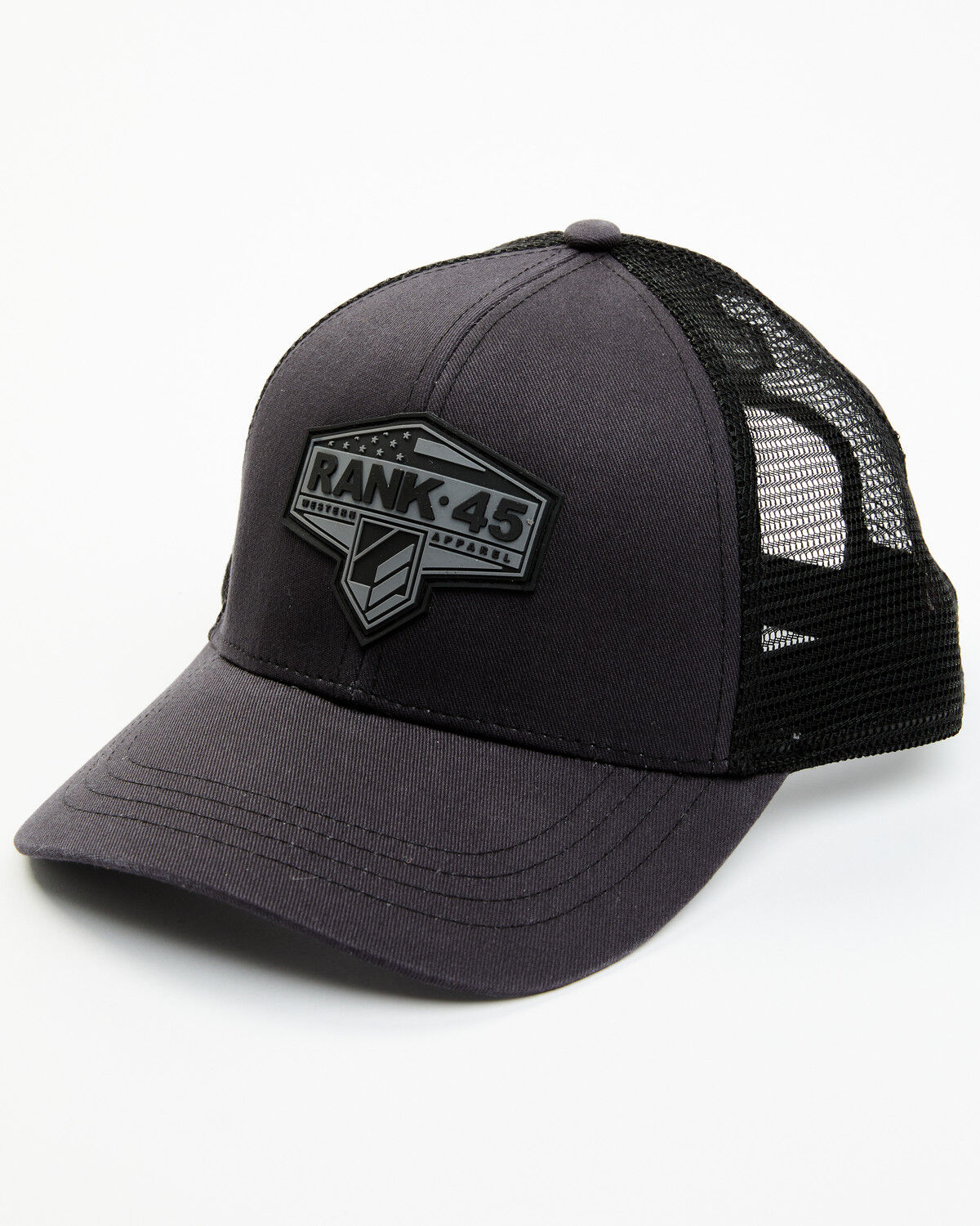 Image #1 - RANK 45® Men's Rubber Patch Logo Ball Cap, Grey, hi-res