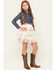 Image #1 - Sugar California Girls' Floral Lace Long Sleeve Button-Down Denim Dress, Multi, hi-res