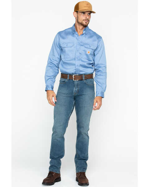 Image #7 - Carhartt Men's FR Dry Twill Long Sleeve Work Shirt, Med Blue, hi-res