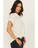 Image #2 - June & Hudson Women's Lemon Embroidered Short Sleeve Tie-Front Top, White, hi-res