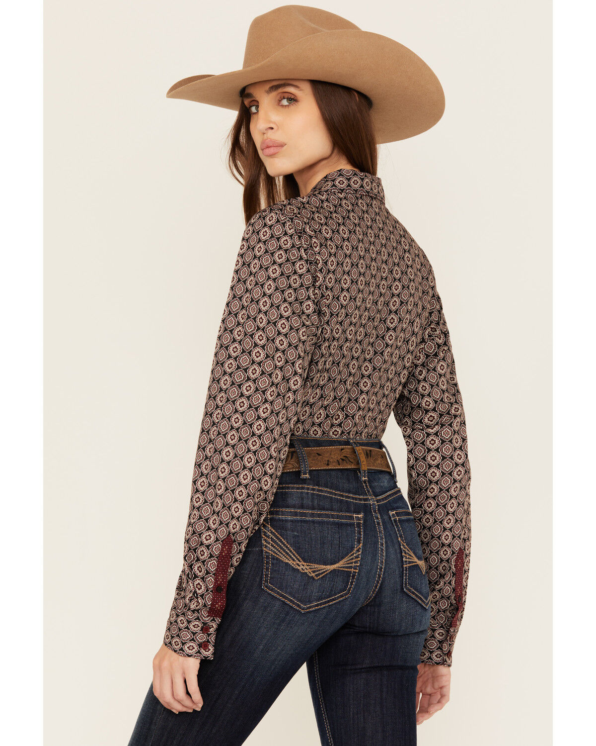 Image #4 - Cinch Women's Medallion Print Long Sleeve Button-Down Western Shirt, Black, hi-res
