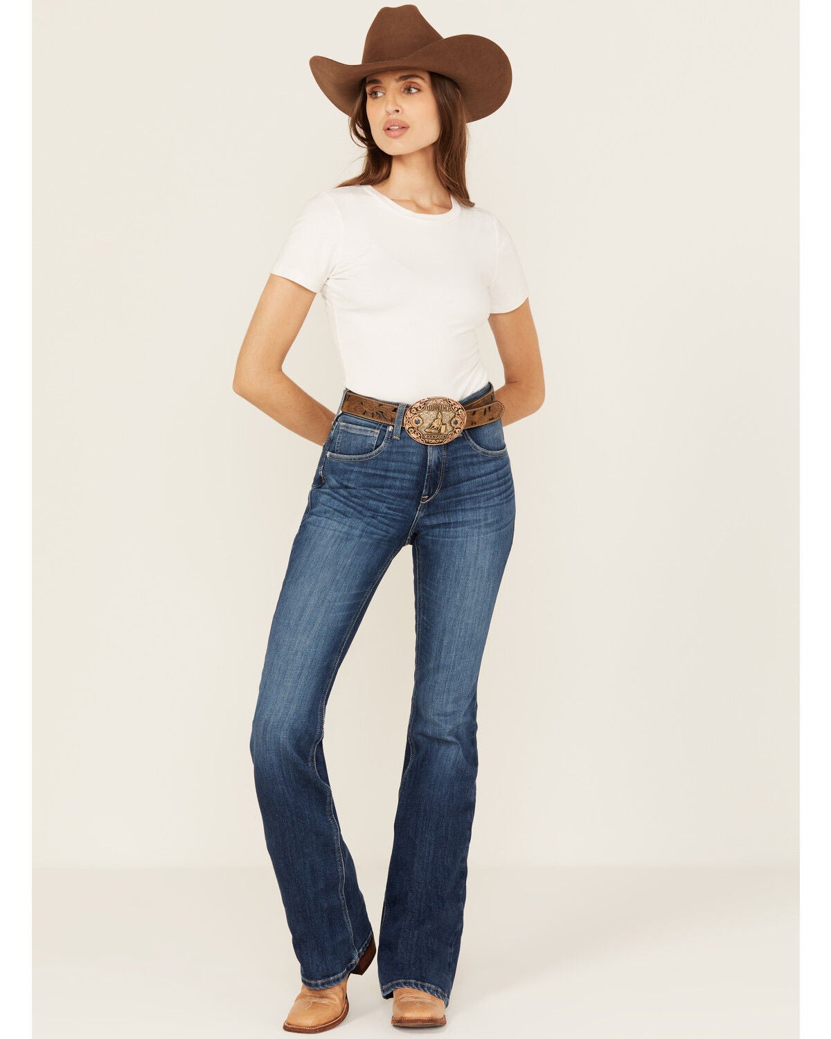 Ariat Women's Jessica Dark Wash High Rise Bootcut Stretch Denim Jeans, Dark Wash, hi-res