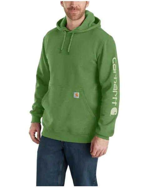 Carhartt Men's Loose Fit Midweight Logo Sleeve Graphic Hooded Sweatshirt - Big & Tall, Forest Green, hi-res