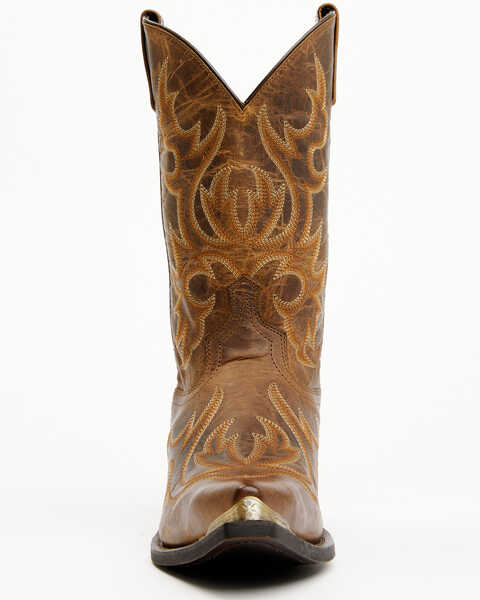 Image #4 - Laredo Men's 12" Fancy Stitch Western Boots - Snip Toe , Tan, hi-res