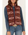 Image #3 - Shyanne Women's Southwestern Print Micro Fleece Vest, Dark Red, hi-res