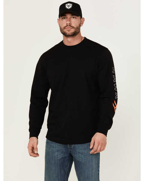 Image #1 - Hawx Men's Logo Long Sleeve Knit Work T-Shirt - Big , Black, hi-res