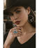 Image #1 - Idyllwind Women's Hillcrest Antique Longhorn Hoop Earrings, Silver, hi-res