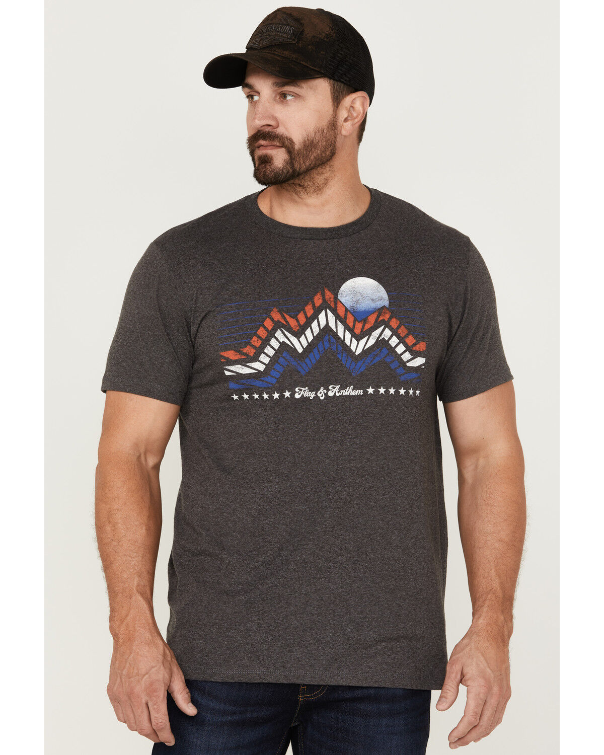 Image #1 - Flag & Anthem Men's Mountains Americana Graphic T-Shirt, Charcoal, hi-res